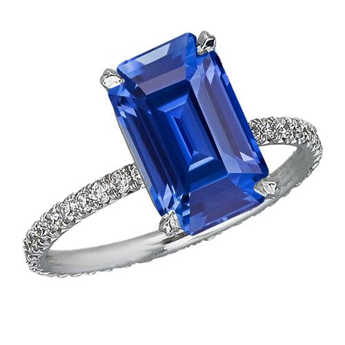 Anello solitario diamante accenti smeraldo zaffiro dello Sri Lanka 4.50 carati - harrychadent.it