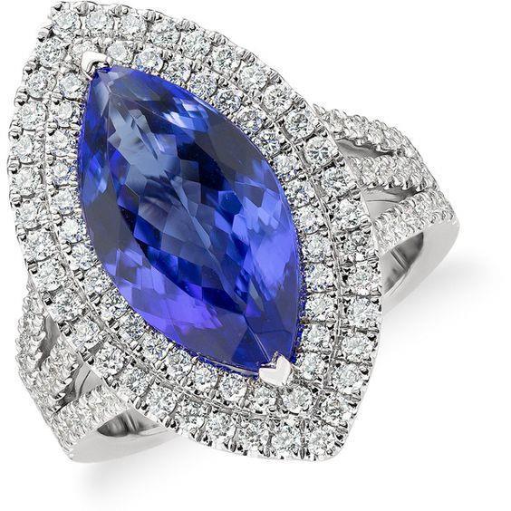 Anello solitario in oro 14 kt con tanzanite e diamanti da 21.25 ct - harrychadent.it