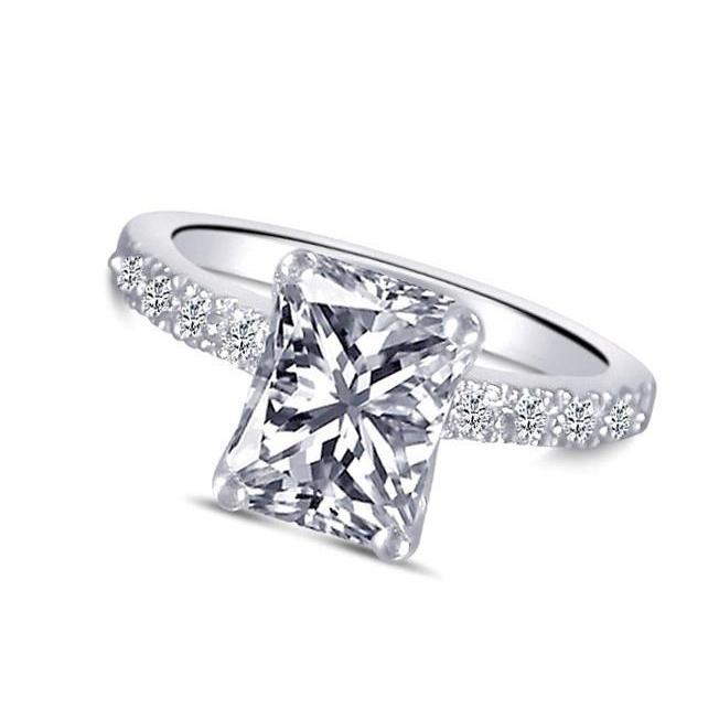 Anello solitario in oro bianco con diamanti a taglio radiante da 1.51 carati con accenti - harrychadent.it