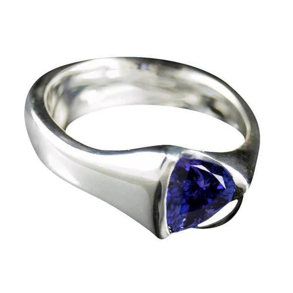Anello solitario in oro bianco da 1 carato Trilioni di tanzanite Novità - harrychadent.it