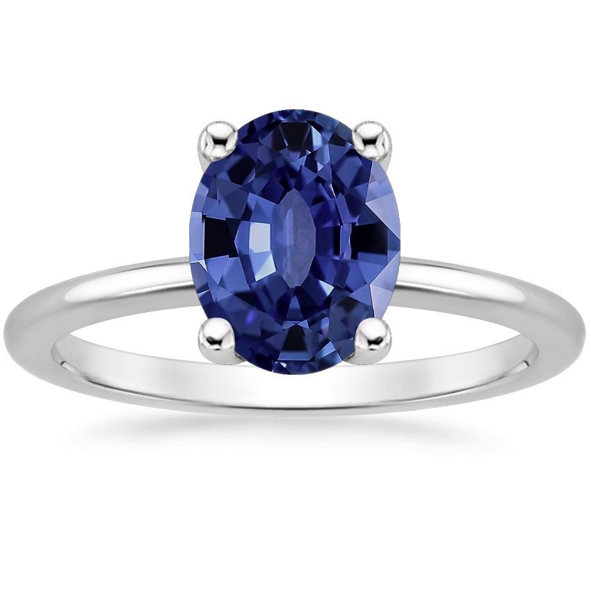 Anello solitario in oro bianco gioielli zaffiro Ceylon ovale 2 carati - harrychadent.it
