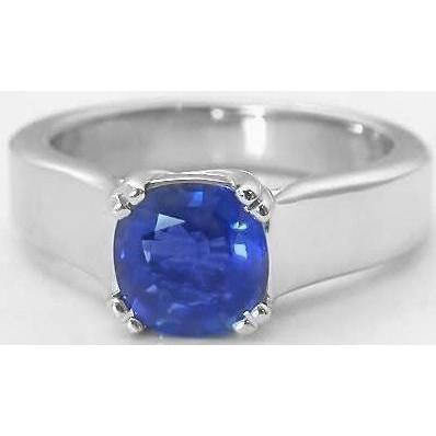 Solitario Anello nuziale in oro bianco con zaffiro di Ceylon da 1.80 ct - harrychadent.it