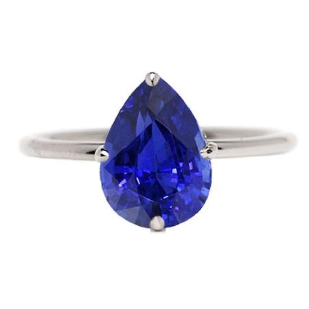 Anello solitario pietra preziosa zaffiro Srilanka taglio a pera 2 carati oro 14K - harrychadent.it