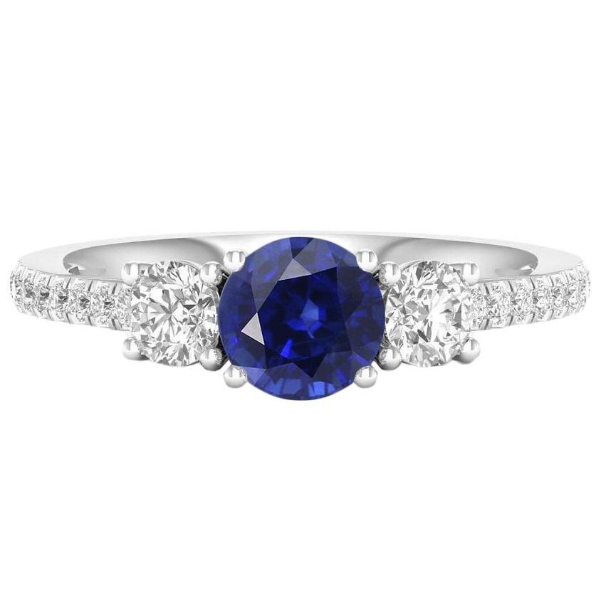 Anello zaffiro rotondo con pietra preziosa 3 diamanti stile pietra 6.50 carati oro - harrychadent.it