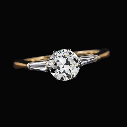 Baguette e anello rotondo con diamanti a taglio antico, 3 pietre, 6 griffe, 2,50 carati - harrychadent.it