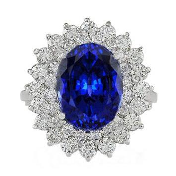 Blu Zaffiro Anello di Diamanti
