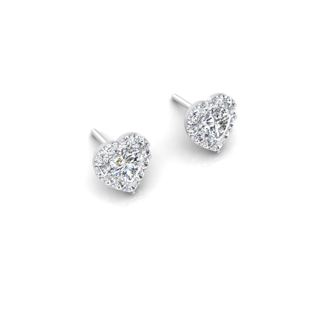 Borchie Diamantate Halo A Forma Di Cuore Oro 14K