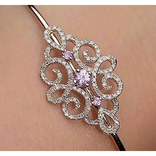 Bracciale Donna Diamante Zaffiro Rosa 5 Carati Oro Giallo 14K - harrychadent.it