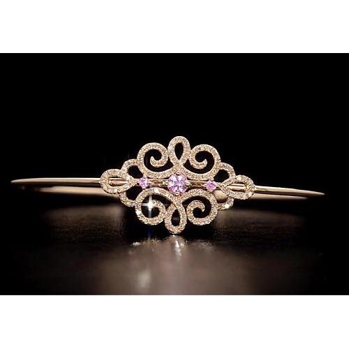 Bracciale Donna Diamante Zaffiro Rosa 5 Carati Oro Giallo 14K - harrychadent.it