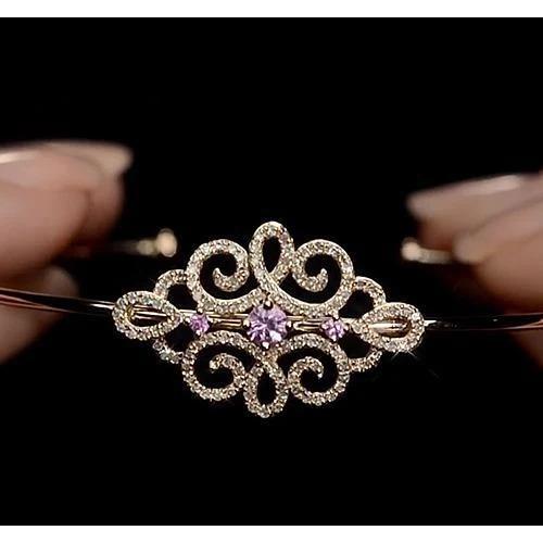 Bracciale Donna Diamante Zaffiro Rosa 5 Carati Oro Giallo 14K - harrychadent.it