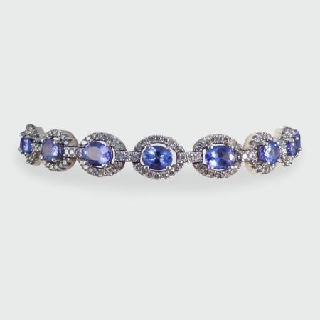 Bracciale Donna Tanzanite E Diamanti 25.75 Carati Oro Bianco 14K - harrychadent.it