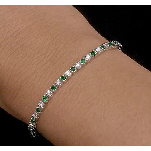 Bracciale Tennis Diamante Zaffiro Verde 6 Carati Donna Oro Bianco 14K - harrychadent.it