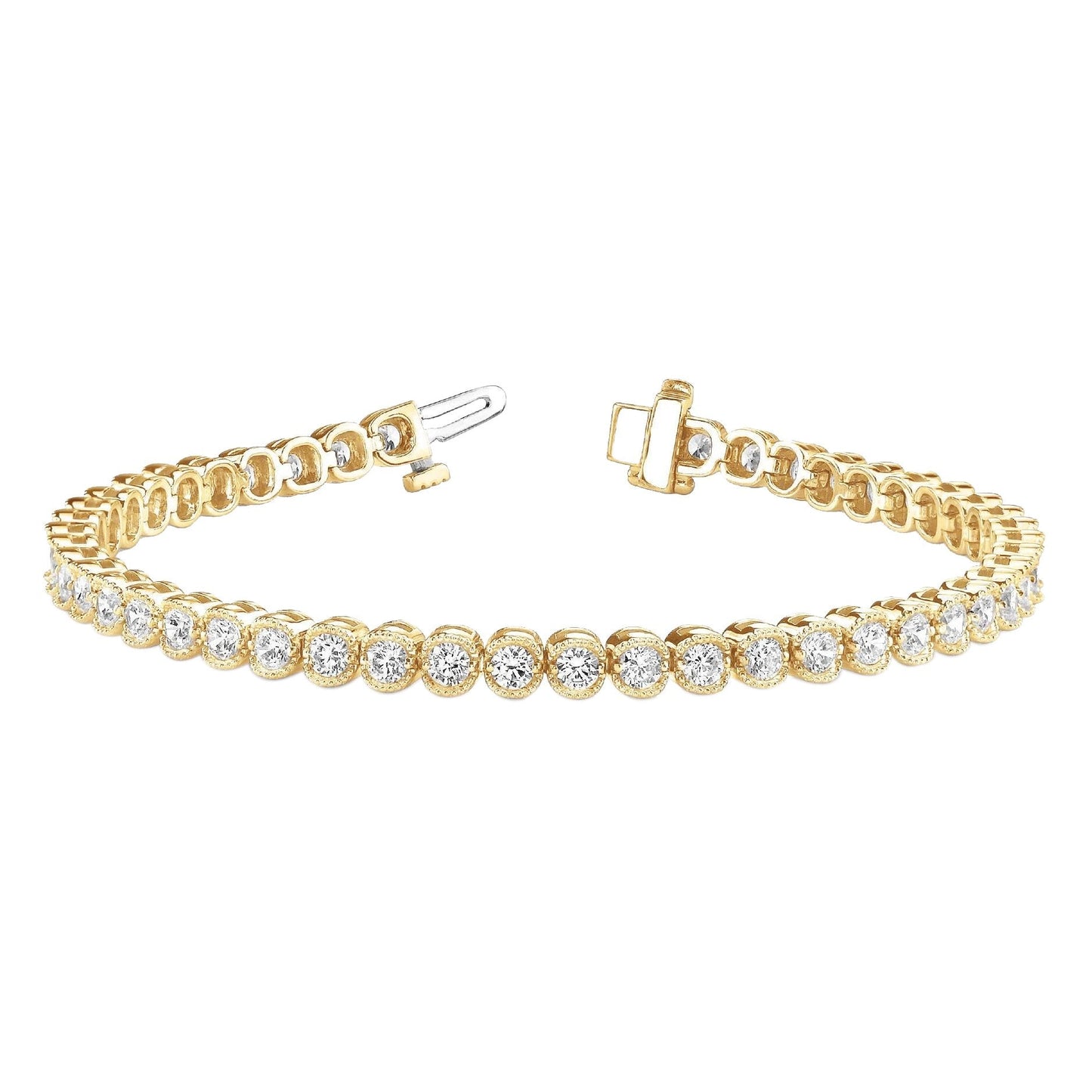 Bracciale Tennis Milgrain in oro giallo da 5.06 carati con diamanti 14K - harrychadent.it
