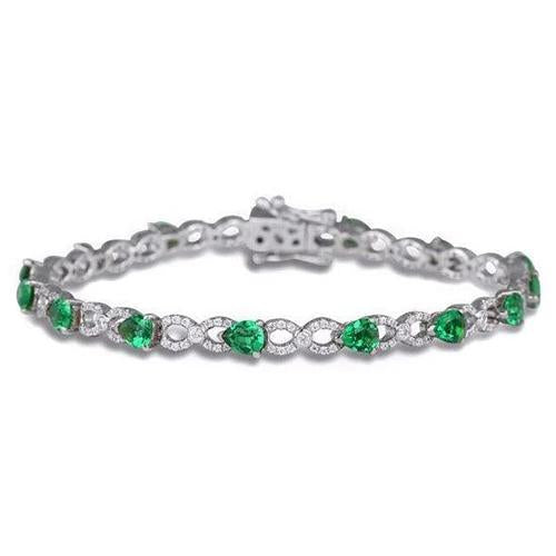 Bracciale Tennis Smeraldo Verde Pera 6.75 Carati Oro Bianco 14K - harrychadent.it