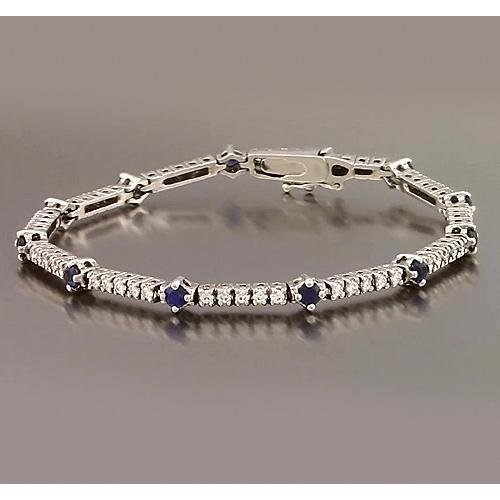 Bracciale Tennis Zaffiro Blu & Diamante 8.40 Carati Oro Bianco 14K - harrychadent.it