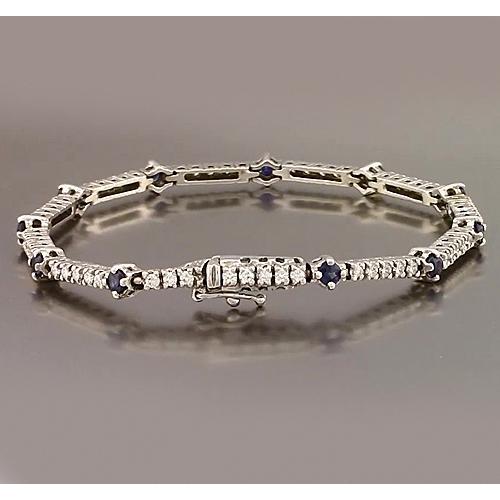 Bracciale Tennis Zaffiro Blu & Diamante 8.40 Carati Oro Bianco 14K - harrychadent.it