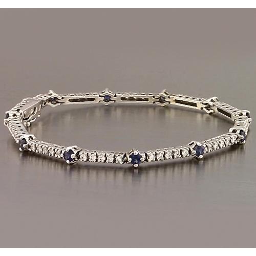 Bracciale Tennis Zaffiro Blu & Diamante 8.40 Carati Oro Bianco 14K - harrychadent.it