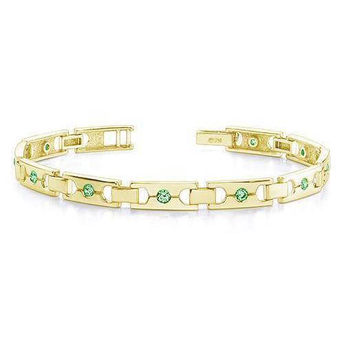 Bracciale a maglia singola con fibbia, smeraldi verdi a taglio rotondo da 2,50 ct, Yg 14K - harrychadent.it