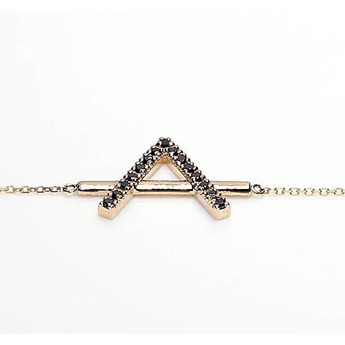 Bracciale con Iniziale Diamante Nero Prong Set 1.50 Carati Oro Giallo 14K - harrychadent.it
