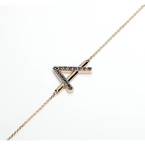 Bracciale con Iniziale Diamante Nero Prong Set 1.50 Carati Oro Giallo 14K - harrychadent.it