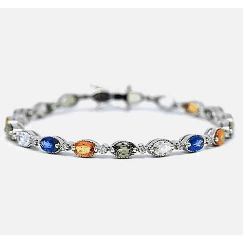 Bracciale da tennis con punte in zaffiro incastonato 14.50 carati in oro bianco 14K - harrychadent.it