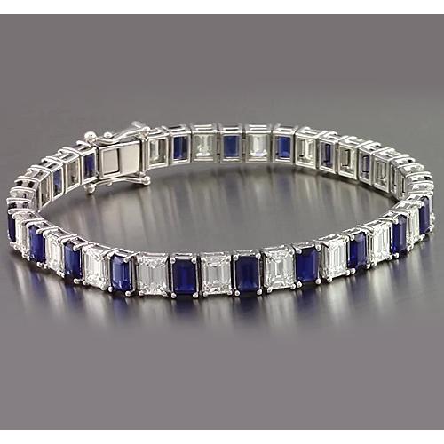Bracciale da tennis taglio smeraldo zaffiro blu 12 carati gioielli Novità - harrychadent.it