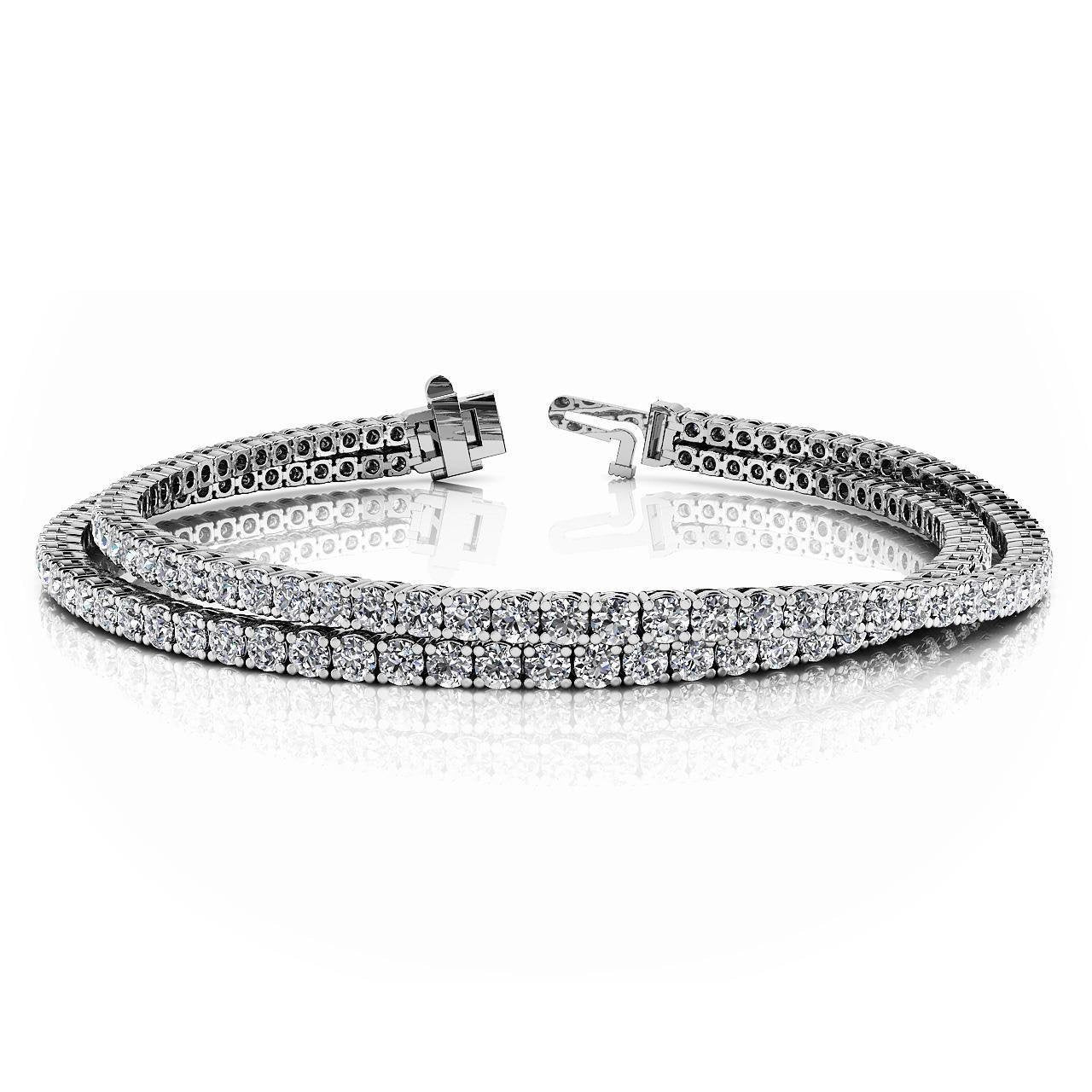 Bracciale donna in oro bianco 14K con doppia fila di diamanti da 6.70 carati Nuovo - harrychadent.it