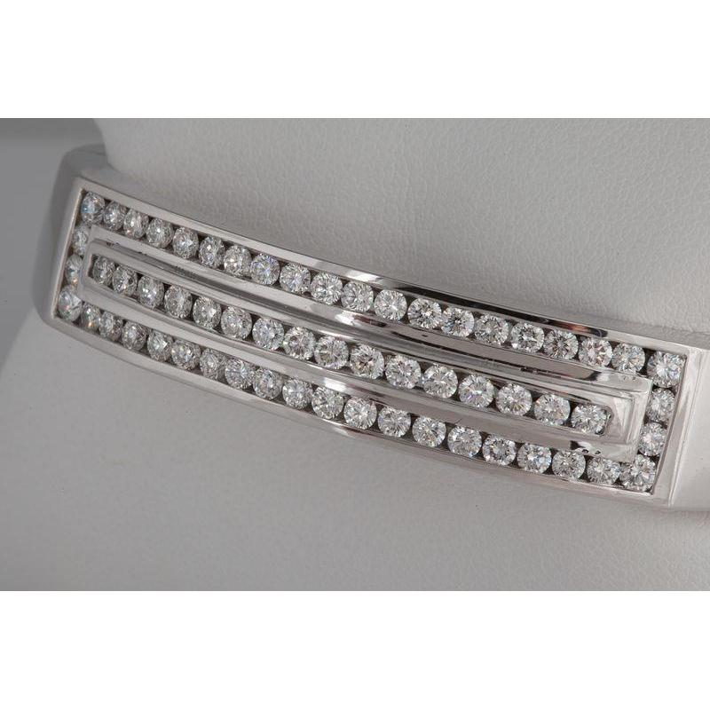 Bracciale rigido con diamanti rotondi da 10,24 carati con gioielli in oro bianco 14 carati incastonati a canale - harrychadent.it