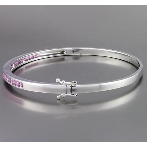 Bracciale rigido con zaffiro rosa 5 carati Gioielli da donna in oro bianco - harrychadent.it