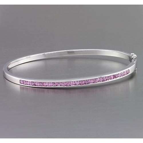 Bracciale rigido con zaffiro rosa 5 carati Gioielli da donna in oro bianco - harrychadent.it