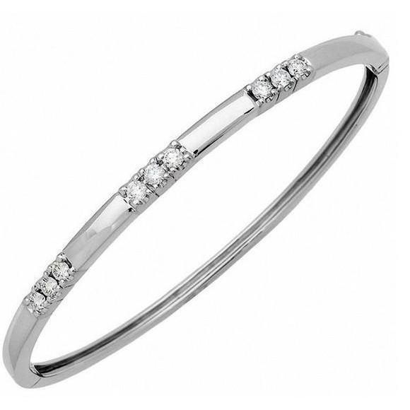 Bracciale rigido in oro bianco 14 carati con diamante taglio brillante da 1,35 ct - harrychadent.it
