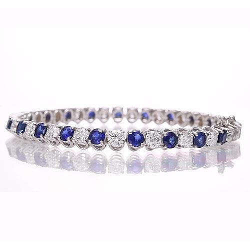 Bracciale tennis con zaffiri blu e diamanti. oro bianco 8.40 carati 14K - harrychadent.it