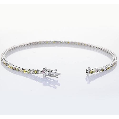 Bracciale tennis con zaffiro rosa. giallo. verde e bianco. 4 carati - harrychadent.it