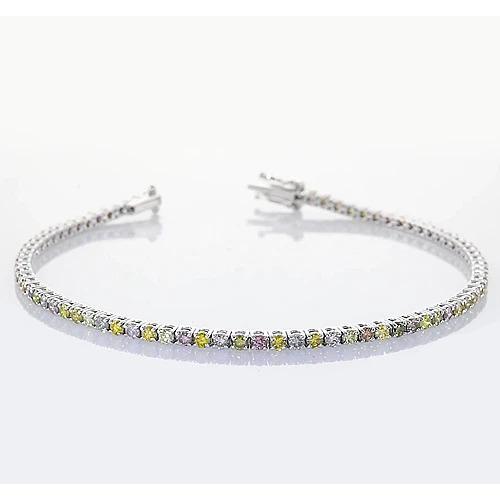 Bracciale tennis con zaffiro rosa. giallo. verde e bianco. 4 carati - harrychadent.it