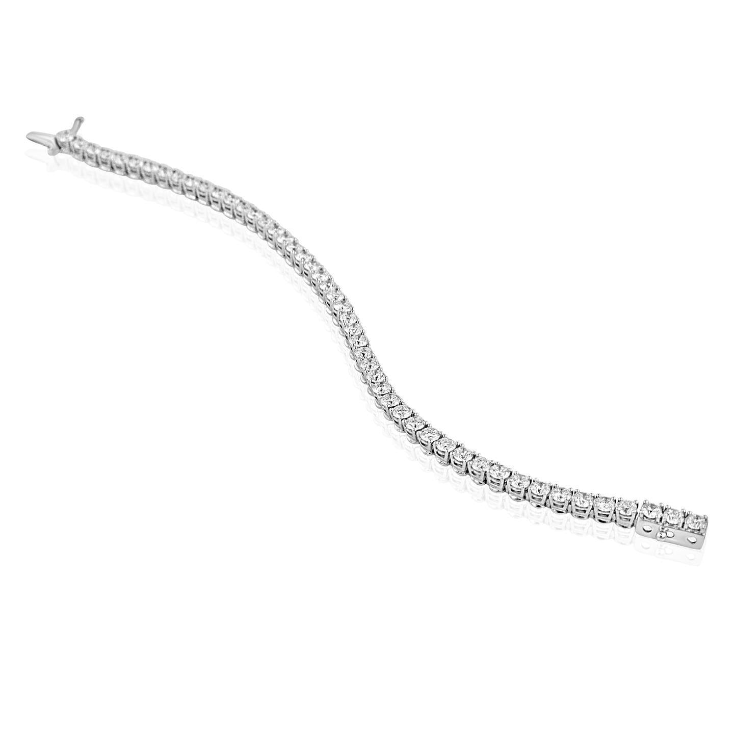 Bracciale tennis da donna in oro bianco con diamanti taglio rotondo piccolo 2.50 carati - harrychadent.it