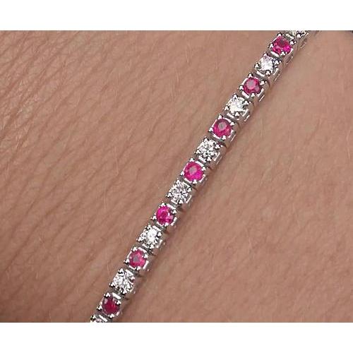 Bracciale tennis diamante rosa zaffiro griffe set 4 carati oro bianco - harrychadent.it