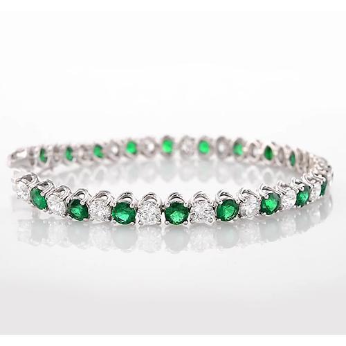 Bracciale tennis verde smeraldo e diamanti carati Gioielli