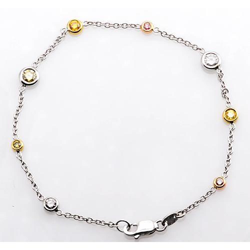 Braccialetto di diamanti con zaffiri rosa e gialli 2.95 carati Gioielli da donna - harrychadent.it