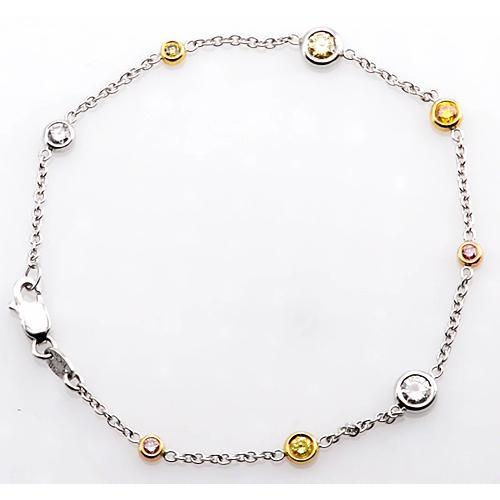 Braccialetto di diamanti con zaffiri rosa e gialli 2.95 carati Gioielli da donna - harrychadent.it