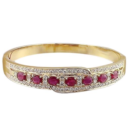 Braccialetto ovale con rubini e diamanti 20 carati in oro giallo 14K - harrychadent.it