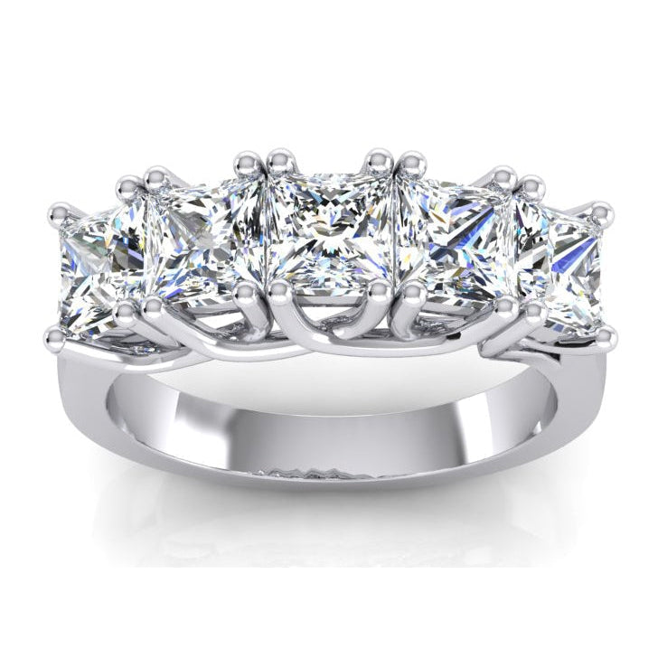 Cinque Pietre Mezza Eternità Principessa Diamante Band 3 carati- harrychadent.it