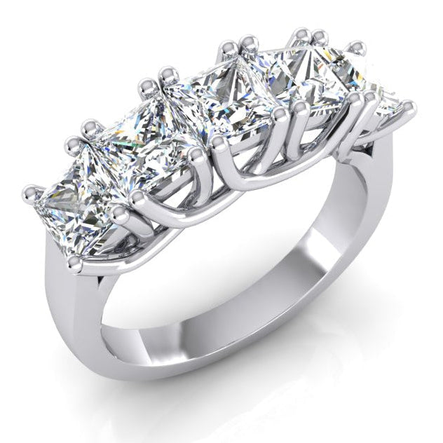 Cinque Pietre Mezza Eternità Principessa Diamante Band 3 carati - harrychadent.it