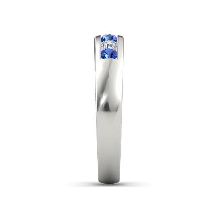 Cinturino con zaffiro blu rotondo con diamanti. oro bianco 2.50 carati 14K - harrychadent.it