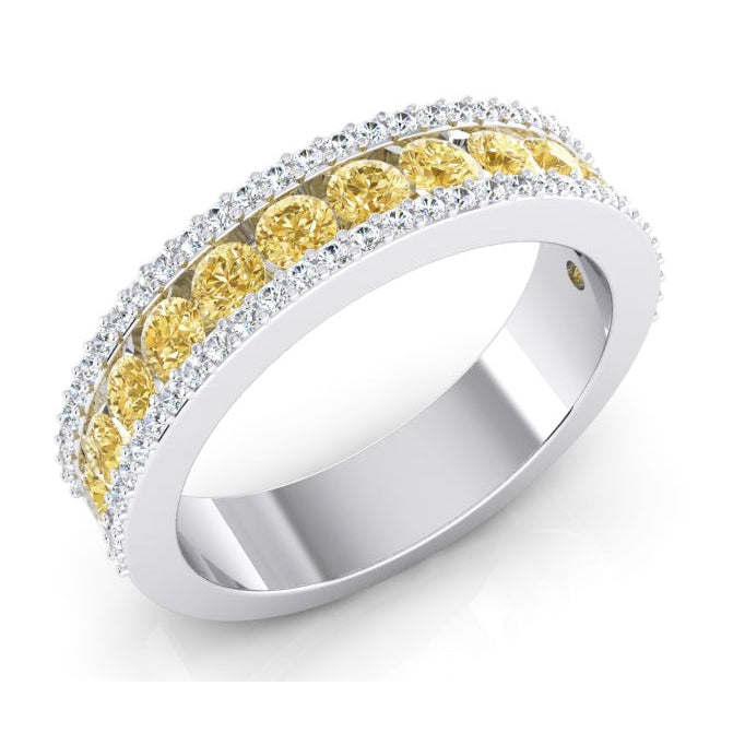 Cinturino in oro giallo canarino mezza eternità da 2 carati e diamante bianco