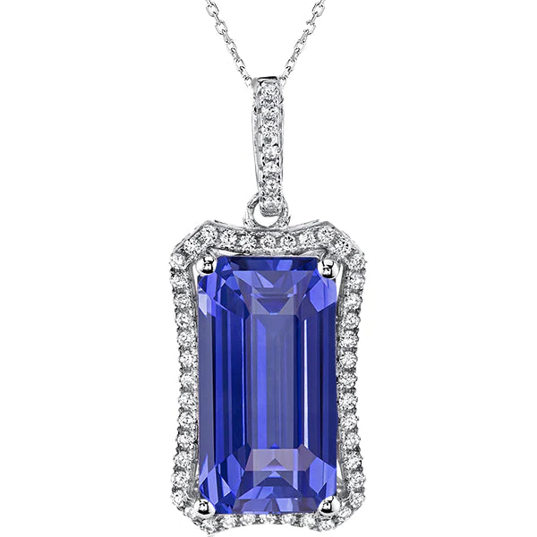Ciondolo Halo Gemma di smeraldi e collana di diamanti rotondi 6,75 carati - harrychadent.it