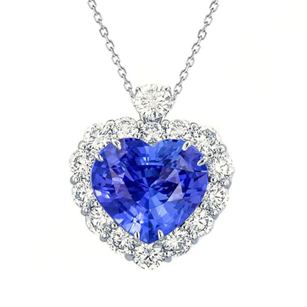 Ciondolo Halo con gemma a cuore e diamante rotondo in oro 6 carati - harrychadent.it