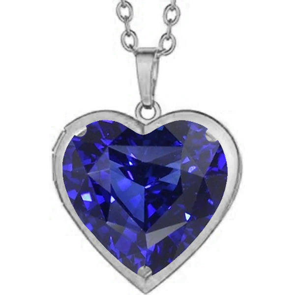 Ciondolo Lunetta Solitario Cuore Collana Zaffiro Ceylon 6 Carati - harrychadent.it