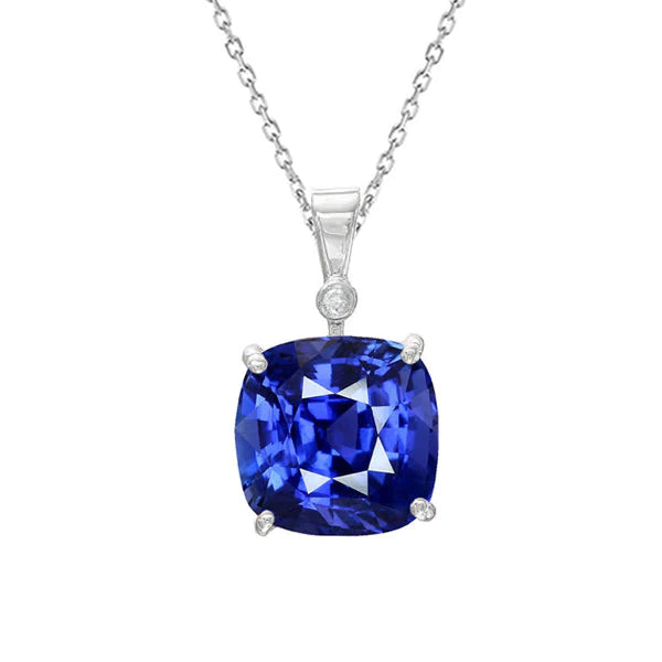 Ciondolo Solitario Cuscino Ceylon Sapphire 4 Prong Set 3,50 Carati - harrychadent.it