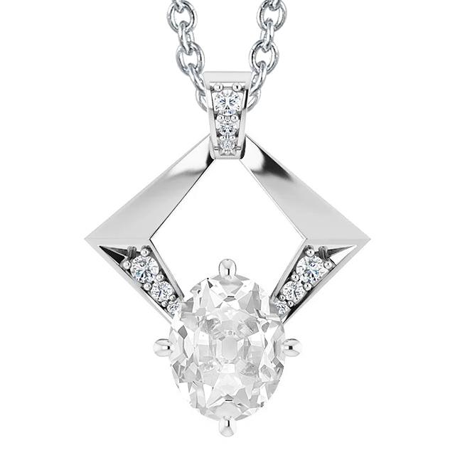 Gioielli in oro Ciondolo con diamanti rotondo e ovale Taglio antico 4 carati 14K - harrychadent.it