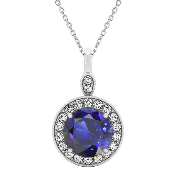 Ciondolo con gemma rotonda Halo con catena di gioielli in oro 3,75 carati - harrychadent.it